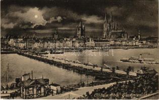 1914 Köln, Cologne; Gesamtansicht / general view with pontoon bridge at night
