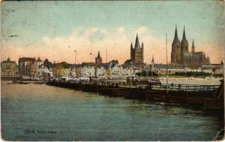 1910 Köln, Cologne; Panorama / general view with pontoon bridge (worn corners)