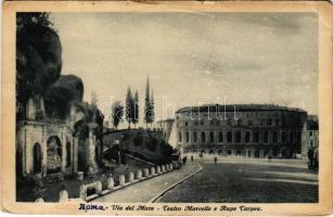 Roma, Rome; Via del Mare, Teatro Marcello e Rupe Tarpea / street view, theatre, Tarpea Rock (surface damage)