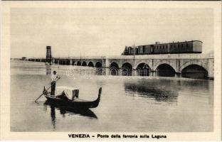 Venezia, Venice; Ponte della ferrovia sulla Laguna / railway bridge, locomotive, train