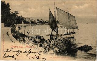 1898 (Vorläufer) Abbazia, Opatija; Vom südlichen Strandweg. Nach Phot. v. E. Jelussich (EK)
