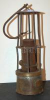 Régi bányászlámpa üveghenger nélkül, 39cm-es függesztett magassággal