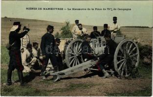 Scenes de Manoeuvres. La Manoeuvre de la Piece de 75 de Campagne / WWI French military, artillery (kis szakadás / small tear)