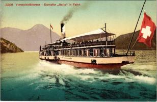 Vierwaldstättersee, Dampfer Italia in Fahrt / Swiss steamship