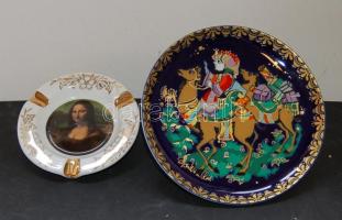 2db porcelán: Szindbád utazását ábrázoló  falitál (Rosenthal) és egy Mona Lisa festményes hamutál (Limoges)