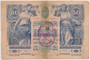 1902. 50K "1332 05292","Torontál Vármegye(?)" felülbélyegzéssel T:IV szakadás, r...