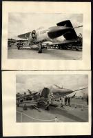 3 db vadászrepülőket ábrázoló fotó, kettő kartonra kasírozva, egy a hátoldalon pecséttel jelzett, 22x14 cm és 25x20,5 cm között