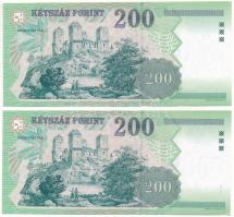 1998. 200Ft (2x) sorszámkövetők "FG 9972332 - FG 9972333" T:II