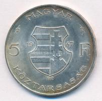 1947. 5Ft Ag "Kossuth" T:1- patina Adamo F8.1