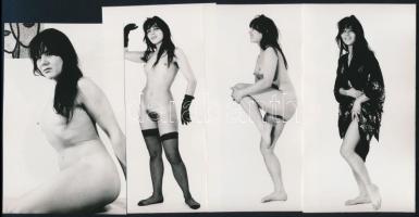 Műtermi vázlatok - cca 1976 előtt készült, szolidan erotikus felvételek, 4 db vintage fotó jelzés nélkül, ezüst zselatinos fotópapíron, 15x8 cm és 13,8x8,5 cm között