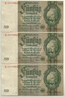 Német Harmadik Birodalom 1933. 50M (7x) sorszámkövetők T:I,I- German Third Reich 1933. 50 Mark (7x) ...