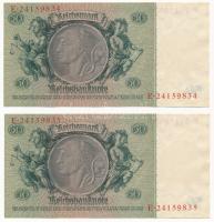 Német Harmadik Birodalom 1933. 50M (2x) sorszámkövetők T:I,I- German Third Reich 1933. 50 Mark (2x) ...