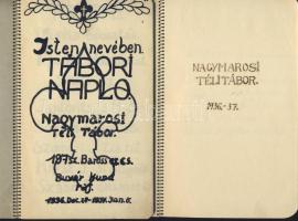 1936-os nagymarosi téli táborban íródott 2db cserkésznapló, rajzokkal, dalokkal