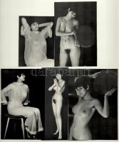 cca 1974 Aktfotózáson, szolidan erotikus felvételek, 5 db vintage fotó jelzés nélkül, ezüst zselatinos fotópapíron, 17,5x12 cm és 12,5x8,7 cm között