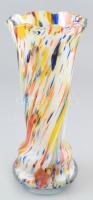Muránói színes üvegváza, csiszolt, minimális csorbákkal, m: 23,5 cm