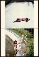 cca 1988 Medencés fotózáson, Menesdorfer Lajos (1941-2005) budapesti fotóművész hagyatékából, 3 db v...