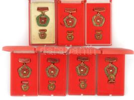 ~1970-1980. Szocialista Brigád - A Vállalat Kiváló Brigádja kitüntető jelvény miniatűrrel, eredeti tokban (7x) T:1-,2
