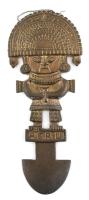 Peru, indiános falidísz, öntött réz, 27x11 cm