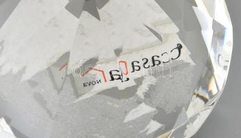 Casa Nova gyémánt formájú üveg levélnehezék, dísz. Etikettel jelzett, hibátlan, d: 10 cm