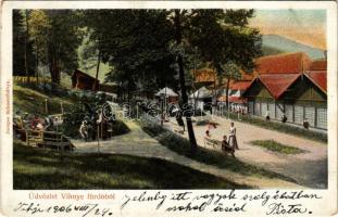 1906 Vihnye, Vihnyefürdő, Kúpele Vyhne; fürdő, sétány. Joerges kiadása / spa, promenade (kopott sarkak / worn corners)