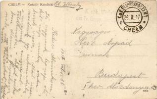 1917 Chelm, Kulm, Holm, Cholm; Kosciól Katolicki / church + "K.u.k. Etappenpostamt"