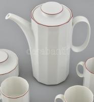 Rosenthal porcelán art deco hiányos kávés készlet: kiöntő, cukordoboz, tejkiöntő, négy csésze, egy t...