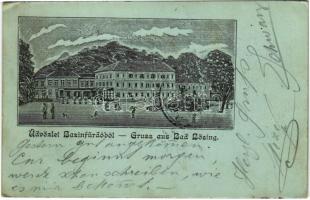 1902 Bazin, Bösing, Bözing, Pezinok; Vas fürdő / spa, bath, hotel (ázott / wet damage)
