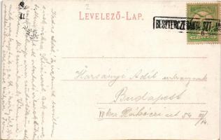 1907 Szliács, Szliácsfürdő, Kúpele Sliac; Kápolna, József-forrás, Töltőcsarnok. Kiadja Lechnitzky O....