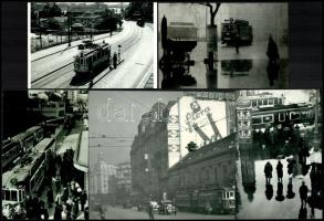 Villamosok Budapesten, régi felvételek különböző időpontokból, 5 db mai nagyítás, 15,1x17,2 cm és 15x10 cm