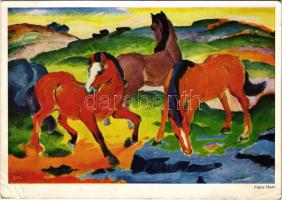 1938 Rote Pferde. Museum Folkwang Essen N. d. farb. Hanfstaengl.-Druck s: Franz Marc (1880-1916 gefallen vor Verdun) (EB)