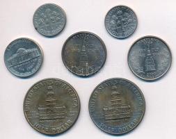 Amerikai Egyesült Államok 1976-2000. 7db Cu-Ni fémpénz, közte 1976. 1/2$ Cu "Az Egyesült Államo...