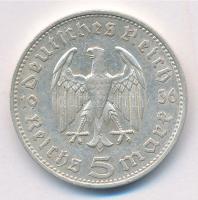 Német Harmadik Birodalom 1936A 5M Ag "Hindenburg" T:2- German Third Reich 1936A 5 Mark Ag ...