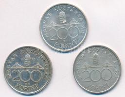 1992. 200Ft Ag "MNB" + 1993. 200Ft Ag "MNB" (2x) T:1-,2 patina Adamo F13