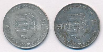 1947. 5Ft Ag "Kossuth" (2x) T:2-,3 patina Adamo F8.1