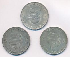 1947. 5Ft Ag "Kossuth" (3x) T:2- patina Adamo F8.1