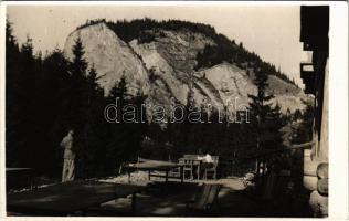 Gyilkos-tó, Ghilcos, Lacul Rosu; Kis-Cohárd a Gyilkosvölgyi telep felől / mountain rest house. photo