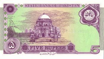 Pakisztán 5db klf modern bankjegy T:I