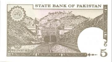 Pakisztán 5db klf modern bankjegy T:I