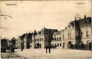 1913 Nagyvárad, Oradea; pályaudvar, vasútállomás / railway station (EK)