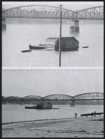 cca 1930 Hajómalom az Újpesti híd közelében, 2 db mai nagyítás, 10x15 cm
