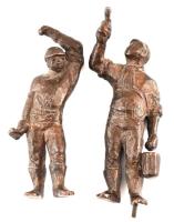 Szocreál bronz szobor pár. Jelzés nélkül. 18 cm
