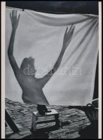 Szabó Lajos (?-?) újpesti fotóművész emlékére, 2022-ben készült fekete-fehér olajfestmény fotómásolata, a ,,Teregetés (cca 1935) című alkotása nyomán, mai nagyítás, 24x17,7 cm