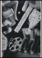 Dr. Csörgeő Tibor (1896-1968) budapesti fotóművész emlékére, 2021-ben készült fekete-fehér olajfestmény fotómásolata, a ,,Lázas gondolatok (cca 1935) című alkotása nyomán, mai nagyítás, 24x17,7 cm