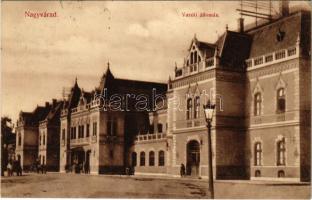 1912 Nagyvárad, Oradea; Vasútállomás. Rákos Vilmos kiadása / railway station