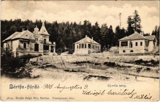 1906 Bártfa, Bártfafürdő, Bardejovské Kúpele, Bardiov, Bardejov; Új villa telep. Salgó Mór kiadása / new villas (EK)
