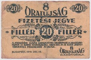 Budapest 1919. 20f 8 Órai Újság fizetési jegye T:III-