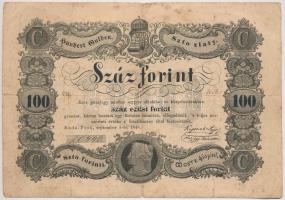 1848. 100Ft Kossuth bankó ÜR 20440 T:III,III- ly., beszakadások, fo. Hungary 1848. 100Ft Kossuth banknote C:F,VG hole, tears, spotted Adamo G114