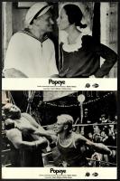 cca ,,Popeye című amerikai film jelenetei és szereplői, 5 db vintage produkciós filmfotó, ezüst zselatinos fotópapíron, a használatból eredő - esetleges - kisebb hibákkal, 18x24 cm