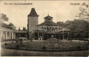 Szobránc, Szobránc-fürdő, Kúpele Sobrance; Gyógykút, fürdőház. Halász Sándor fényképész kiadása / spa, bathhouse, spring source, well (EK)