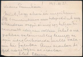 1917 Kézdi-Kovács Elemér (1898-1976) későbbi festőművész autográf tábor postai levelezőlapja a M. ki...